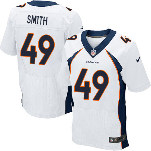 Men's Elite Dennis Smith Nike Jersey White Road - #49 NFL Denver Broncos